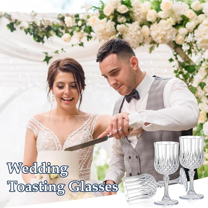 XUWAIDSGN 48 Pcs 7oz Plastic Vintage Wine Glasses Drinking Glasses Unbreakable - Image 6