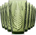 Green Drinking Glasses Set of 8, 16 oz Glass Cups, Vintage Fern Glassware | by QELVIO