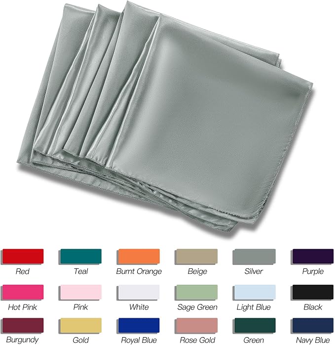 P Pothuiny 24 Pcs Silver Satin Napkins 17 x 17 Inch, Satin Cloth Napkins | - Image 6