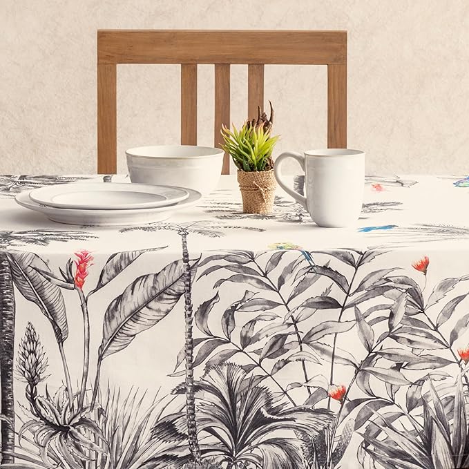 Maison d' Hermine Table Cloth Rectangle Table 100% Cotton 70 x 108 Inches Fall Tablecloth Reusable Everyday Use for Thanksgiving Christmas Decorations Dining Farmhouse Party (Amazonia)
