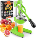 Zulay Kitchen Cast-Iron Orange Juice Squeezer - Heavy-Duty, Easy-to-Clean, Professional Citrus Juicer - Durable Stainless Steel Lemon Squeezer - Manual Citrus Press & Orange Squeezer (Light Green)