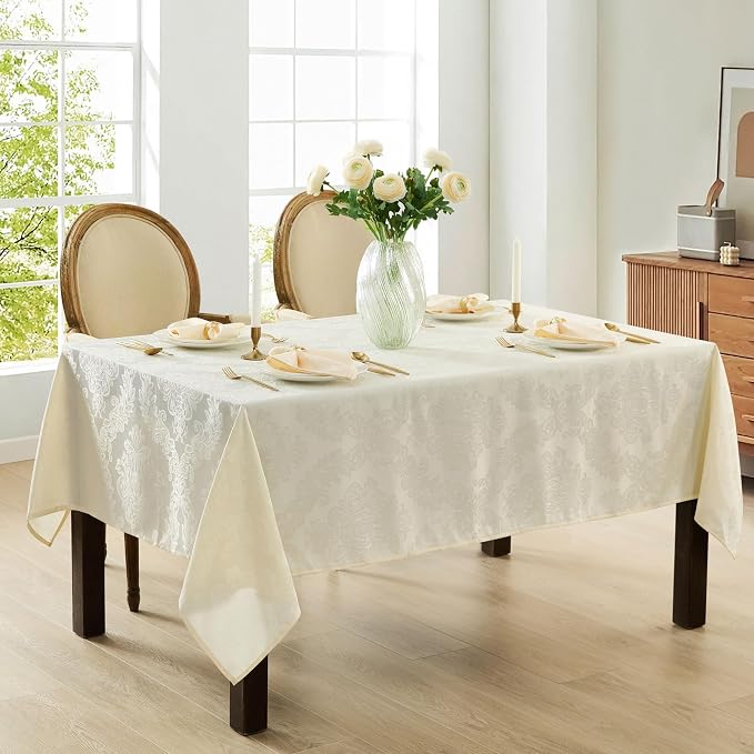Newbridge Barcelona Luxury Damask Fabric Tablecloth, 52” Wide x 52” Square - Image 6