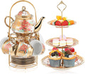21 Pcs Porcelain Tea Set for Women Tea Party by Maxcheck
