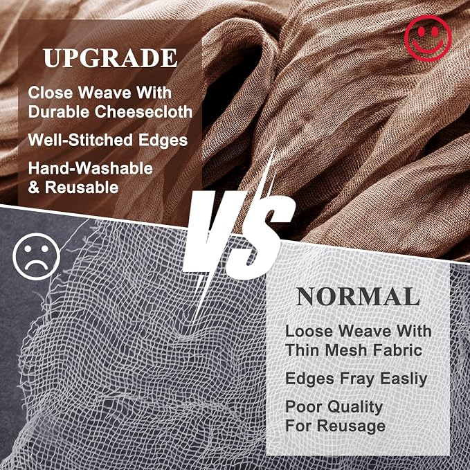 Cheesecloth Table Runner Brown 10FT Boho Gauze Runner, 12 Pack | 120 Inch - Image 4