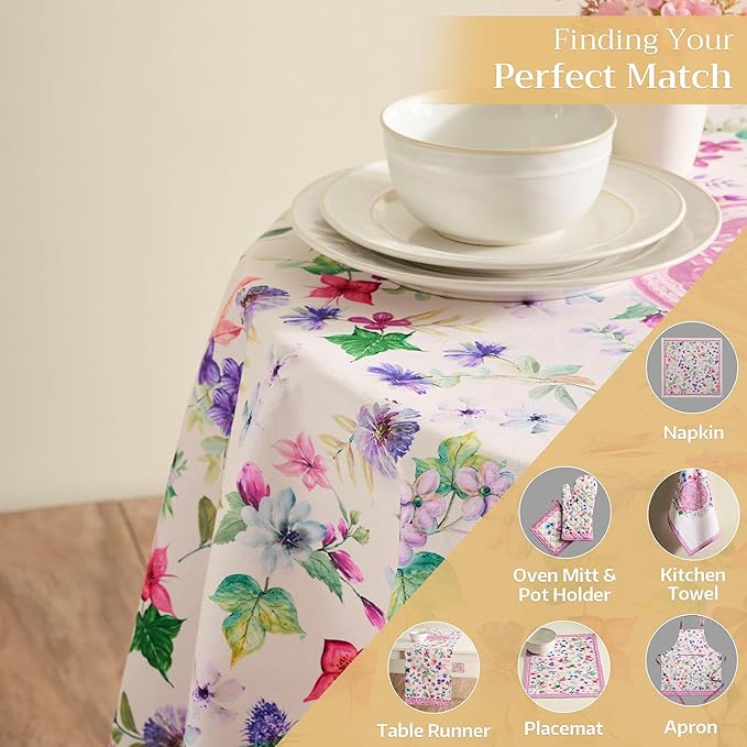 Maison d' Hermine Table Cloth Round Table 100% Cotton 63 Round Inches Tablecloth Reusable Decorative for Dining Room Farmhouse Home Valentines Day Decorations Spring Summer - Chardon