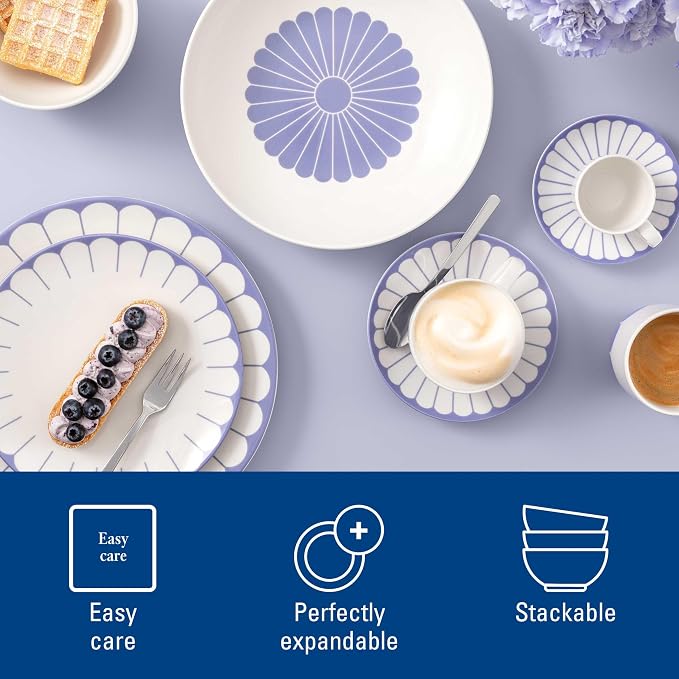 Villeroy & Boch Fleur Bleu Dessert Bowl, Creamy White/Blue, 3.75 oz | Creamy - Image 5