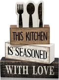 Moucuny 4 Pcs Farmhouse Kitchen Decor Rustic Spoon Fork Knife Wooden Stacked by Moucuny