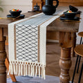 EMMTEEY Macrame Table Runner Boho Style 36 Inches Long, Hexagonal Black | by EMMTEEY