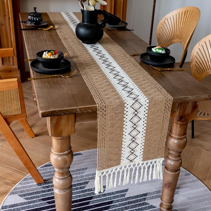 EMMTEEY Macrame Table Runner Boho Style 94 Inches Long, Scratch & Heat Resistant - Image 6