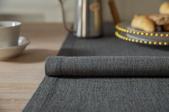 Burlap Style Farmhouse Table Runner, 14x72 Inches Graphite Grey | Thick Durable - Image 5