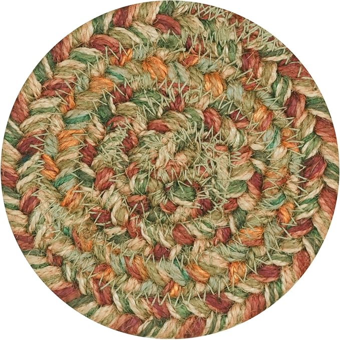 Homespice Harvest Braided Jute Coasters 4", Warm Country Decor, Set of 6, Multicolor - Durable, Absorbs Moisture, Easy to Clean and Protects Furniture