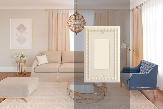 Henne Bery Sunken Pearls Heavy Duty Switch Plate/Wall Plate/Outlet Cover (Single Decorator 3PK, Light Almond)