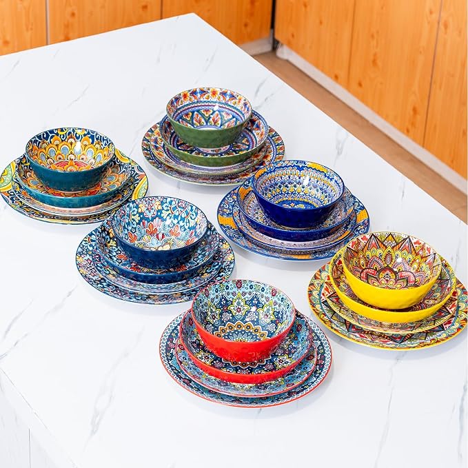 24 Pieces Dinnerware Sets, Plates and Bowls Set, Porcelain Dishes Set - Image 8