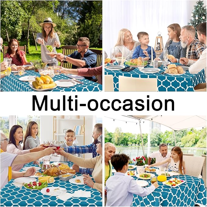 Smiry Square Tablecloth, Waterproof Vinyl Tablecloths with Flannel Backing for Square Tables, Wipeable Spillproof Plastic Tablecloth for Dining, Camping, Indoor and Outdoor (60"x60", Teal)