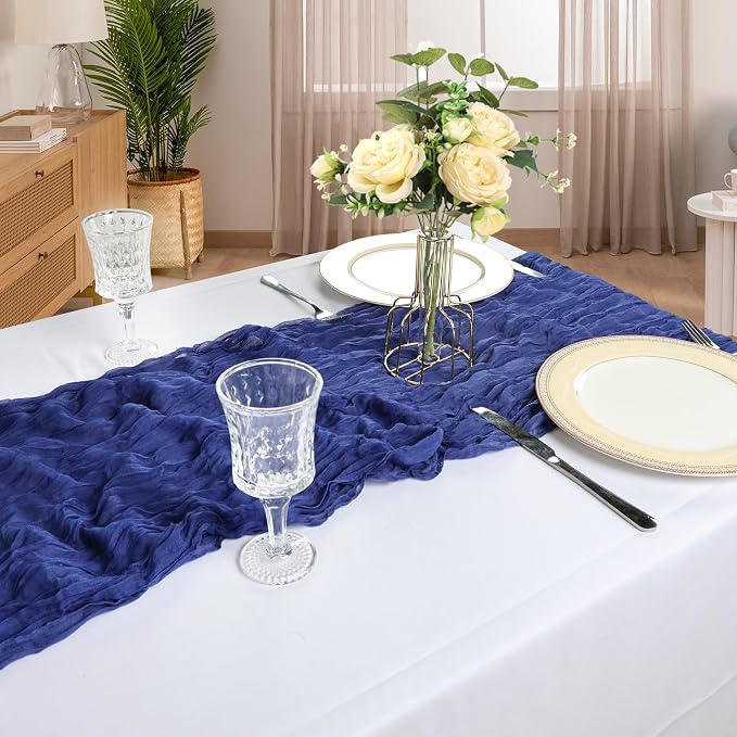 12 Pack 10Ft Royal Blue Cheesecloth Table Runner 23 x 120 Inch | Gauze Rustic - Image 6