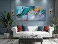 Anolyfi Teal Abstract Canvas Wall Art for Living Room, Modern Art Wall Decor Decorative Painting Large Artwork Picture Framed for Men Room Hallway Bedroom Kitchen Office Home Decor 40"x20"