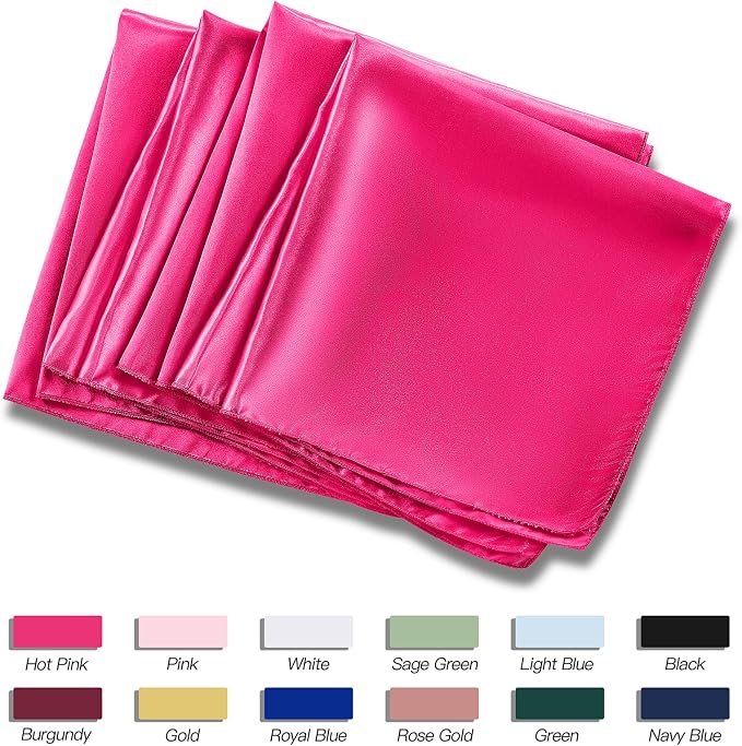 P Pothuiny 50 Pcs Hot Pink Satin Napkins 17 x 17 Inch, Satin Cloth Napkins | - Image 6