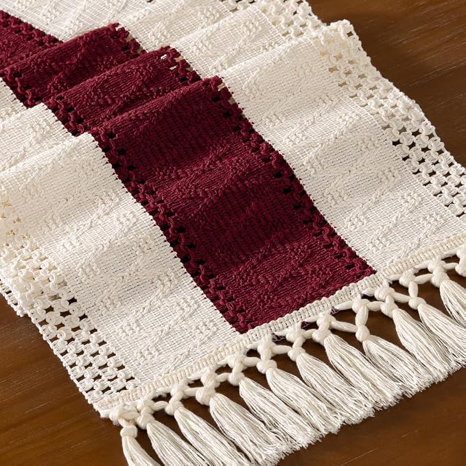 DeZerlor Boho Macrame Table Runner Farmhouse Woven Small Table Runner - Image 2