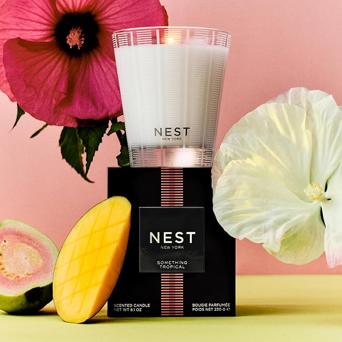 NEST New York Scented Classic Candle, Something Tropical - 8.1 oz - Up to 60-Hour Burn Time - Reusable Glass Vessel