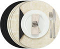 Myir JUN Round Placemats Dual Sided, Faux Leather Place Mats Set of 4 Indoor Placemats for Dining Table Outdoor Placemats Non-Slip Washable Table Mats (Set of 8, Cream Black)