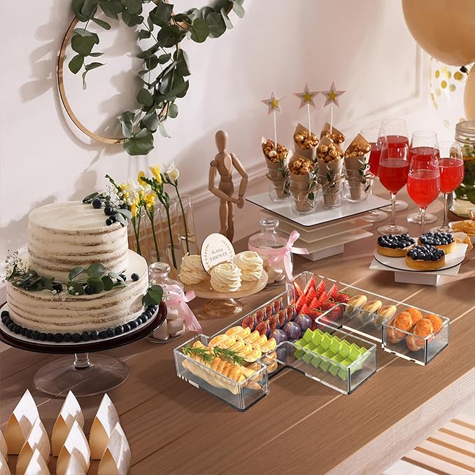 11" Acrylic Letter Charcuterie Tray, Charcuterie Letters Fillable Box for Food, Reusable Serving Cake Candy Dish Display Tray for Birthday Anniversary Party Decoration (Letter F)
