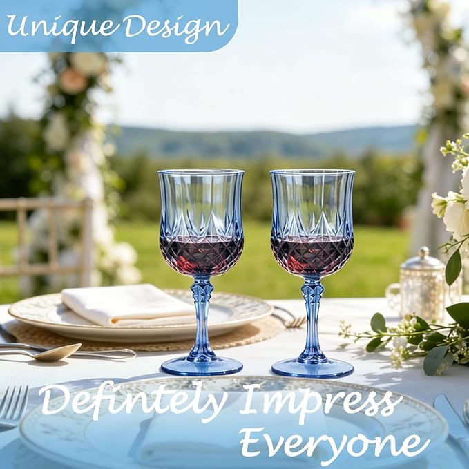 48Pack Plastic Wine Glasses, 7oz Vintage Goblets - Image 4