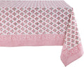 ATOSII Gulbahar White Pink 100% Cotton Fall Rectangle Tablecloth, Hand Block Print Washable Table Cover, Christmas Parties Buffet Dining, Weddings, Thanksgiving, Halloween, 60 X 90 Inches, 6 Seater