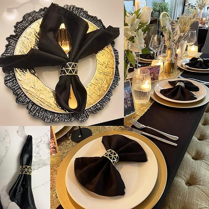 Set of 100 Napkin Rings Gold Metal Hollow Out Napkin Ring, Metal Napkin Rings Dinner Banquet Serviette Decor, Dining Table Setting for Thanksgiving Christmas Halloween Holiday Wedding Party
