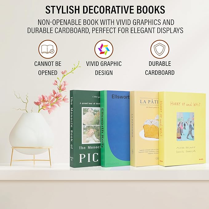 Nature Medium | 4 PCS Faux Decorative Books for Home Decor | Not Real Books (Cardboard Boxes) | Coffee Table, Shelf Styling & Modern Aesthetic Accent Pieces for Living Room, Office