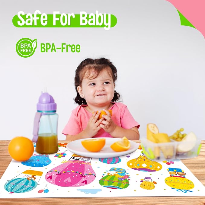 6 Pack Placemats for Kids, Non-Slip Washable Dining Mats, Reusable Cat-Themed - Image 5