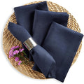 Solino Home Navy Blue Linen Napkins Set of 4 - 100% Pure Linen Dinner Napkins 20 x 20 Inch for Winter, Spring, Easter - Fete