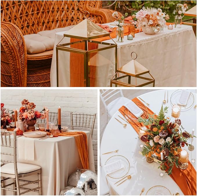 6 Pack Orange Cheesecloth Table Runner 35 x 120 Inch | Boho Gauze Fabric - Image 5