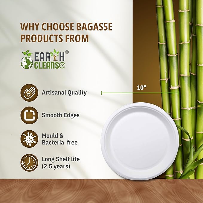 100% Compostable 10 Inch Paper Plates – Heavy Duty Bulk Disposable Plates [750-Pack] – USDA Certified, BPA-Free, Eco-Friendly, Biodegradable Sugarcane Bagasse – Natural White for Catering, Parties