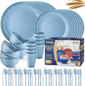 Wheat Straw Dinnerware Sets, 64-Piece Plates and Bowls Sets by HOMMALY