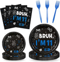 96Pcs 11th Birthday Party Plates Supplies Bruh I’m 11 Years Old Blue Black by G1ngtar