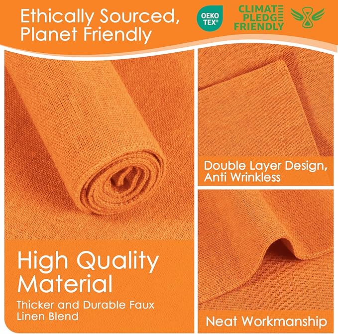 MANSPHIL Orange Placemats Set of 4 Washable Fabric Table Mats Thick Faux Linen Place Mats Heat Resistant Double Layer Wrinkle Free Dining Kitchen Table Decor - 13x19 Inch Oeko Tex Placemat