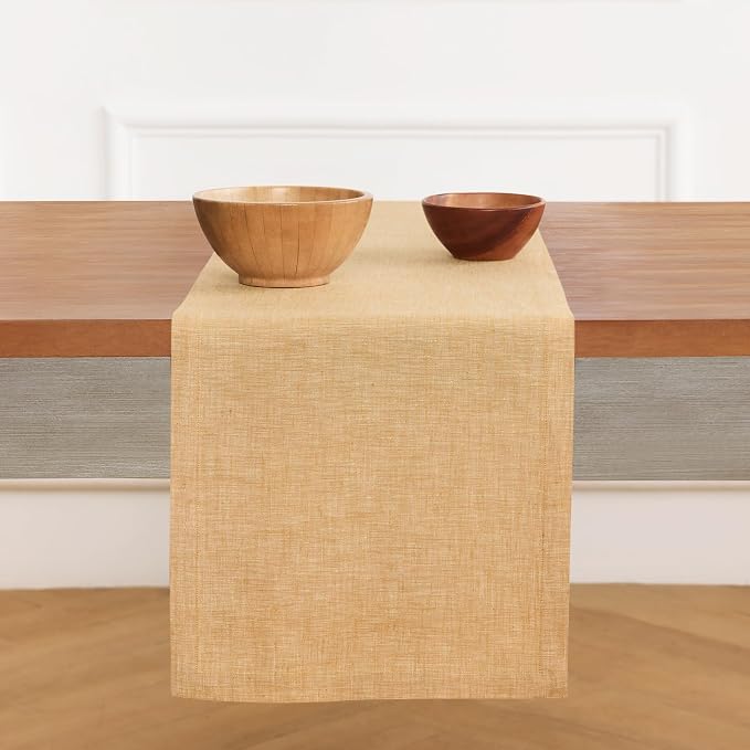 Solino Home 100% Pure Linen Table Runner Golden Nugget, Athena 14 x 156 in | - Image 2
