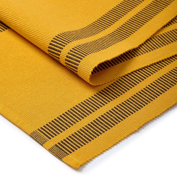 Encasa XO Table Runner, Yarn Dyed Ribbed Cotton 13"x72" | Ladder Yellow - Image 5