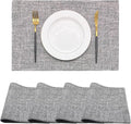 Rilassato Textile Placemats, Set of 4 Heat-Resistant Placemats for Kitchen Table, Washable Durable Linen Table Mats Woven Placemats (4, Light Grey)