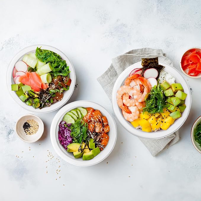 Freshware Paper Bowls - Disposable 32 oz Soup Bowl, 500-Pack Biodegradable Sugarcane Fiber Serving Bowls - Heavy Duty Bagasse for Hot Food Plates - Microwave & Freezer Safe, Stackable Dinnerware