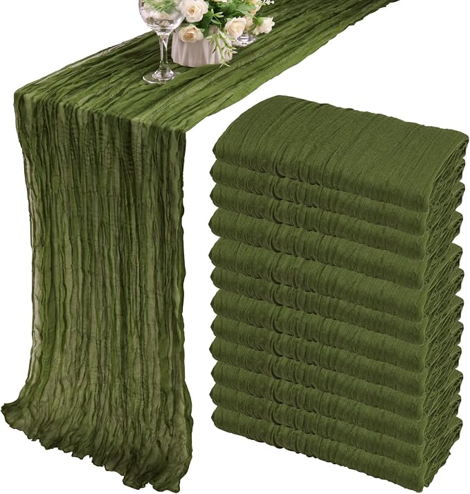 12 Pack 10Ft Cheesecloth Table Runner 35x120 Inch Boho Gauze Table Runner by Fivenl