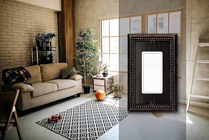 Henne Bery Sunken Pearls Heavy Duty Decorative Wall Plate Switch Plate Outlet Cover (Single Decorator, 2 Pack, Aged Bronze)