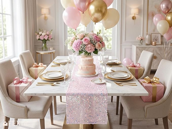 Pink Table Runner 12x72 Inches Table Decor - Image 3