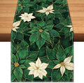 Green Poinsettia Table Runner Winter Floral Burlap Table Runners, Spring St by BEAUTYROMANCEFORYOURLIFE