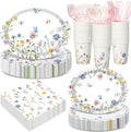 350 Pcs Wildflower Oval Paper Plates Set by Pajean