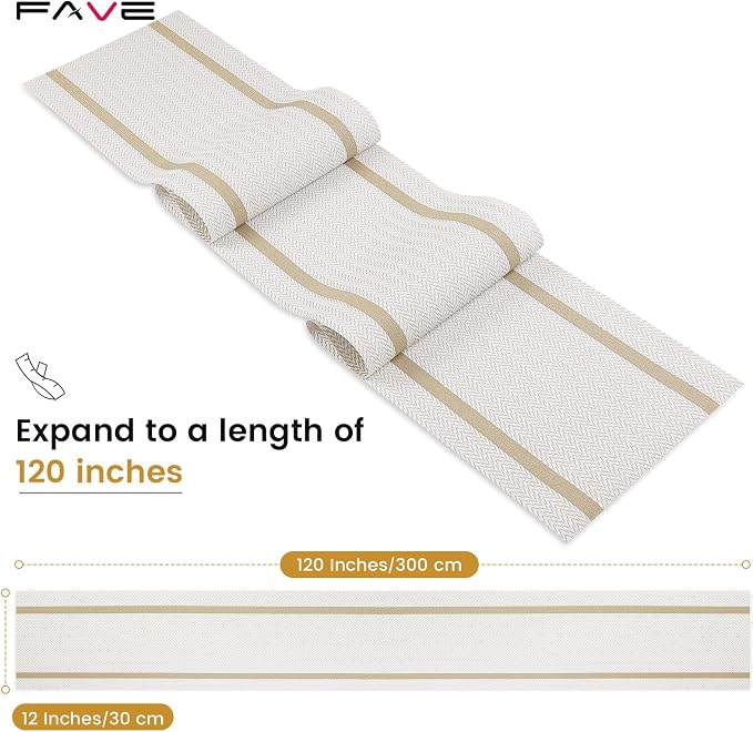 FAVE Woven Vinyl Table Runner White Table Runner Woven - Image 2