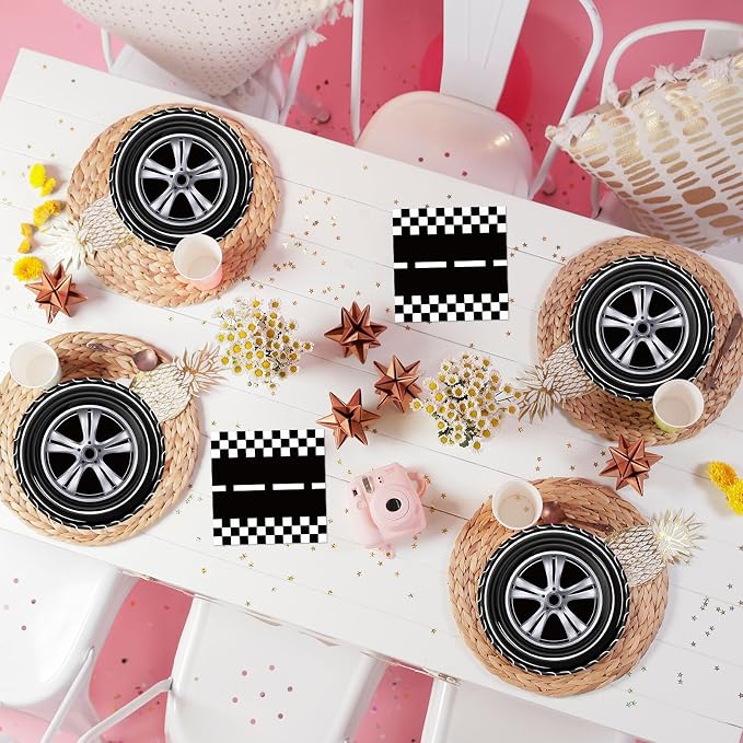 40 Pcs Race Car Plates and Napkins Tableware Set Party Supplies | Race Car - Image 6