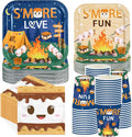 250Pcs S' Mores Camping Party Plates Supplies ，Serves 50 | S' More Love Fun by Greencian