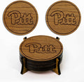 LazerEdge Pittsburgh Panthers Wooden Coaster Set - Cherry Wood - Officially Licensed Product - 4-Pack