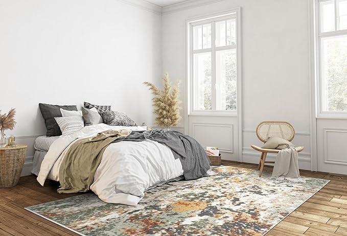Keen Home Design Area Rugs - 5x8 Non-Shedding, Abstract Rugs for Kitchen, Living Room, Bedroom, Dining Room, Entryway - Size: 5'3" x 7'7", Multi